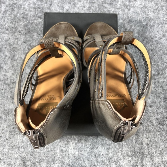 Crown Vintage Sandals Womens Size 10 Taupe Gladiator Wedge Studded Braided - Picture 8 of 15